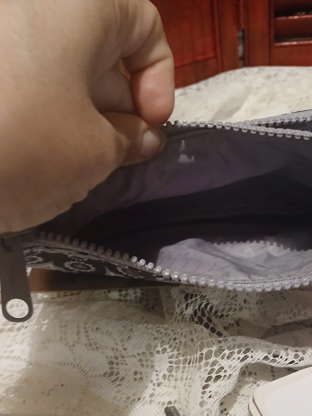 Vera Bradley Gray & Lavender Floral Cosmetic Bag